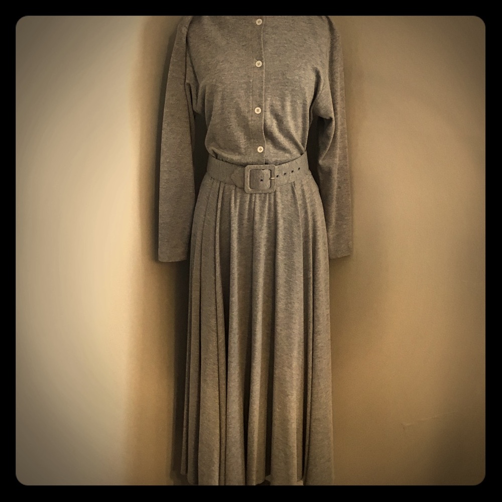 Gray Dress with Belt